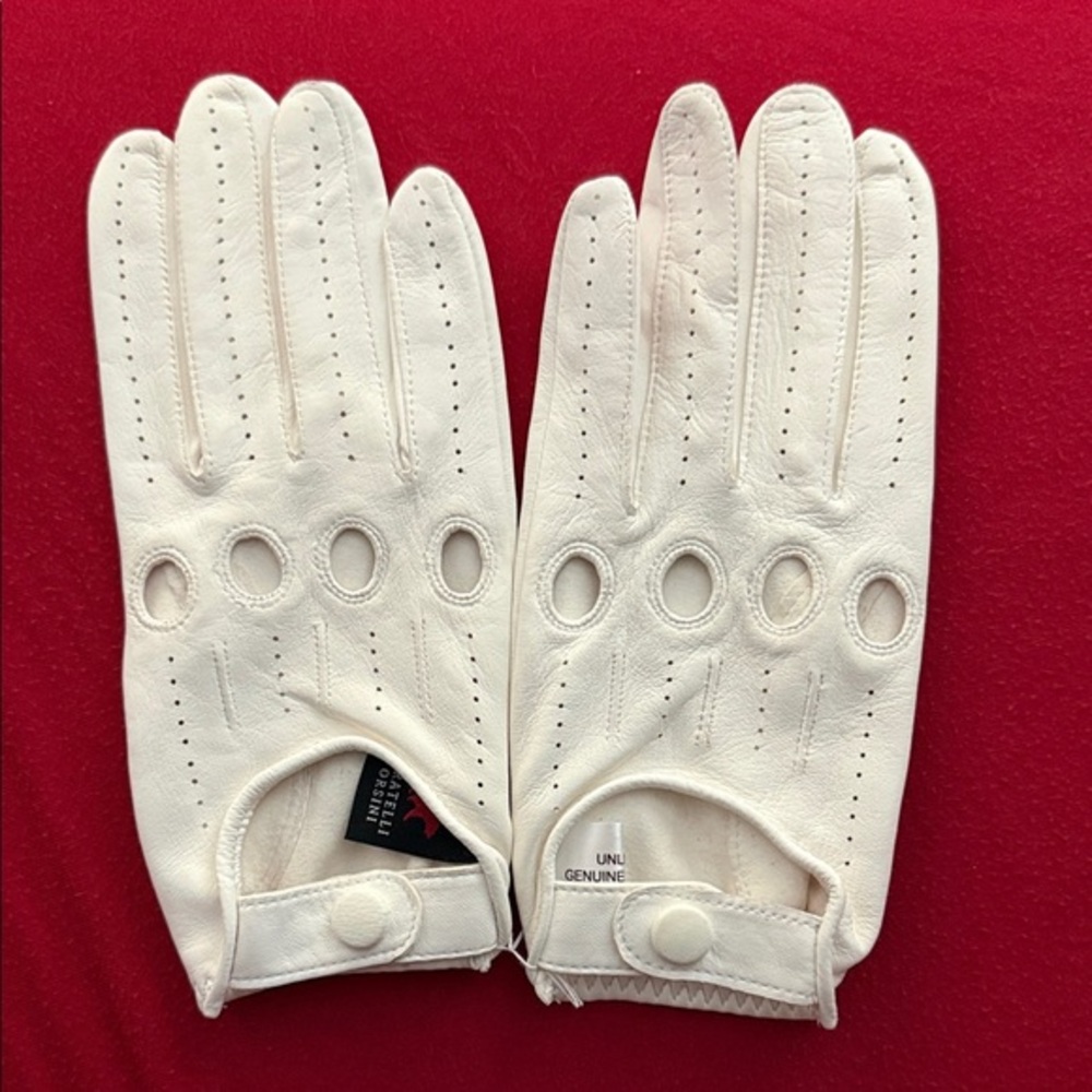 Fratelli Orsini Men’s White Leather Driving Gloves